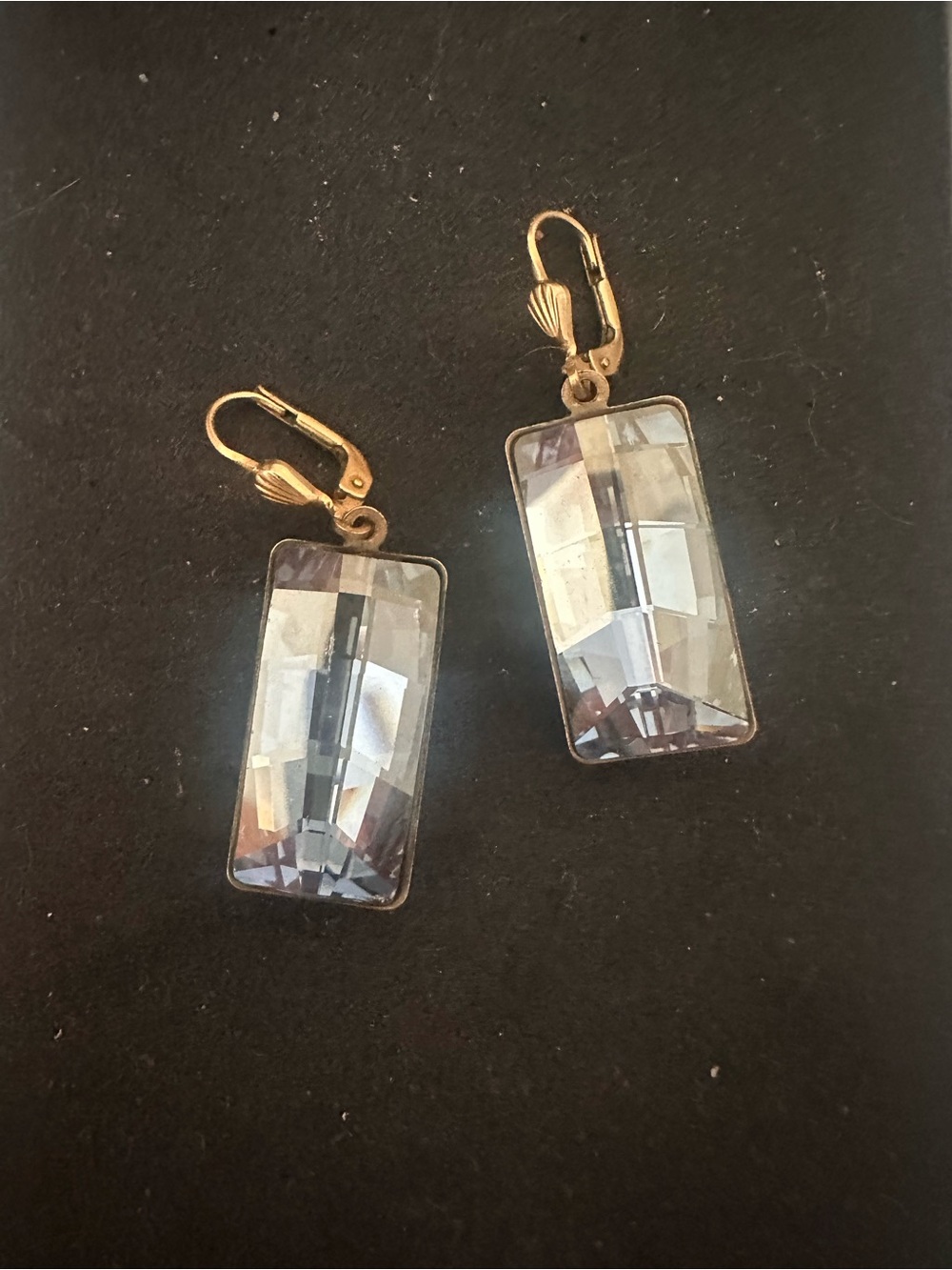 La Vie Parisienne Gold-Tone Cloud Blue Crystal Rectangle Drop Earrings